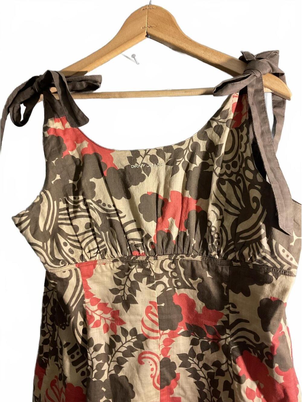 DKNY Drop Waist  Floral Print Midi Dress with Tie Straps Size 14 - Picture 10 of 12